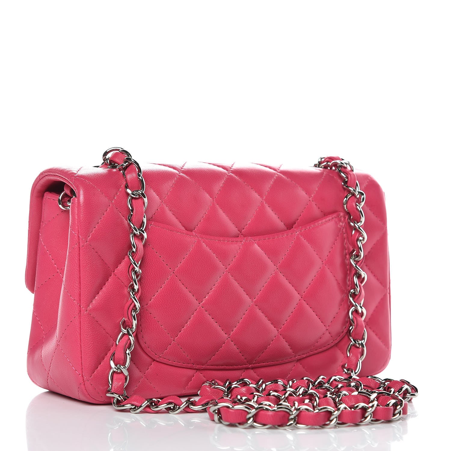 Chanel Lambskin Quilted Mini Rectangular Flap Dark Pink 3 of 12
