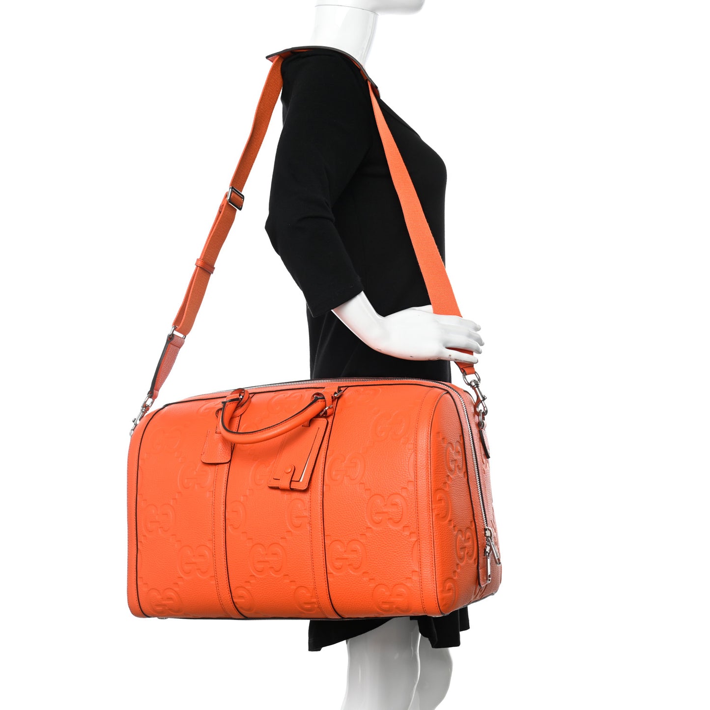 Piuma Calfskin Jumbo GG Embossed Large Duffle Bag Good Orange