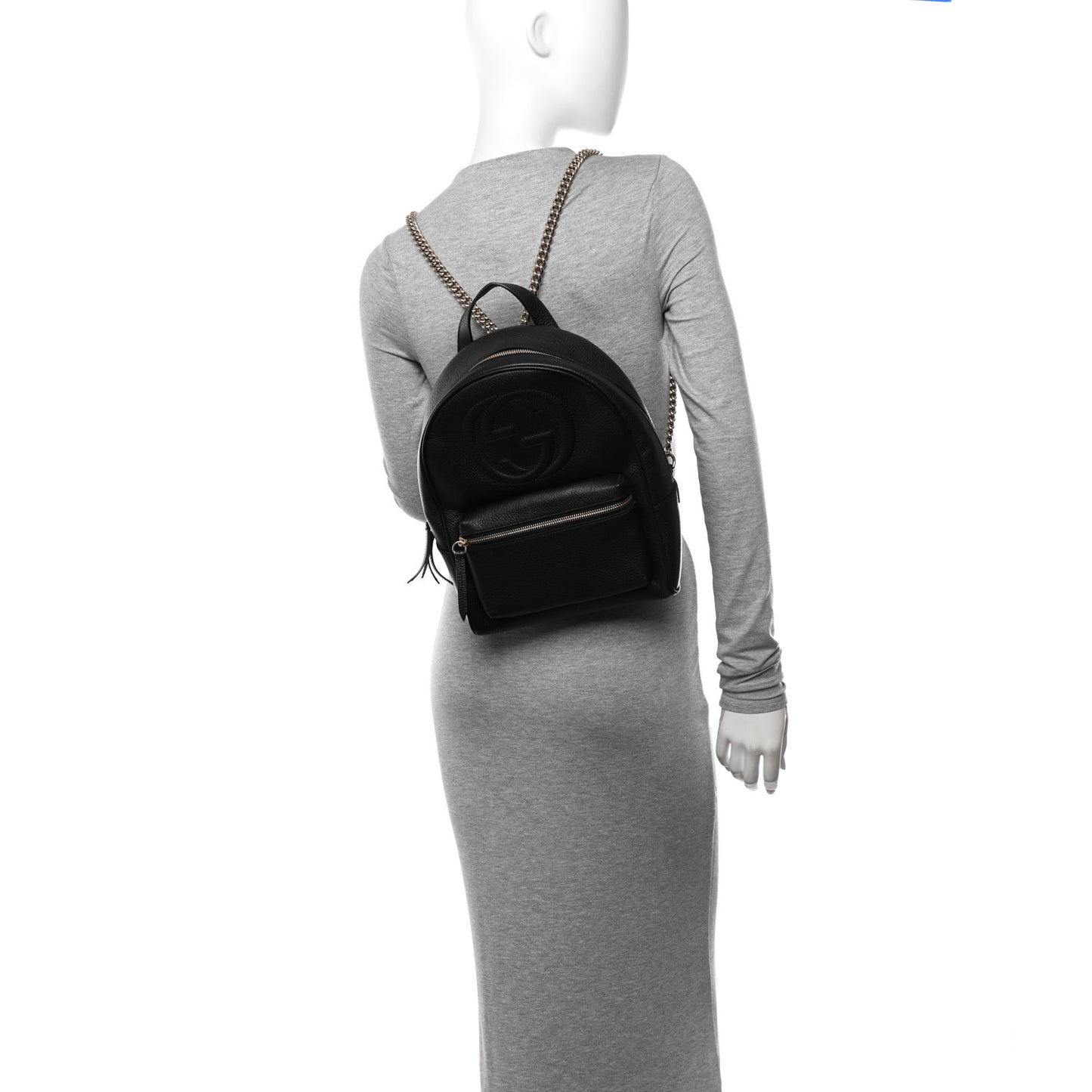 Pebbled Calfskin Soho Chain Backpack Black