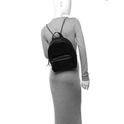 Gucci Pebbled Calfskin Soho Chain Backpack Black 2 of 13