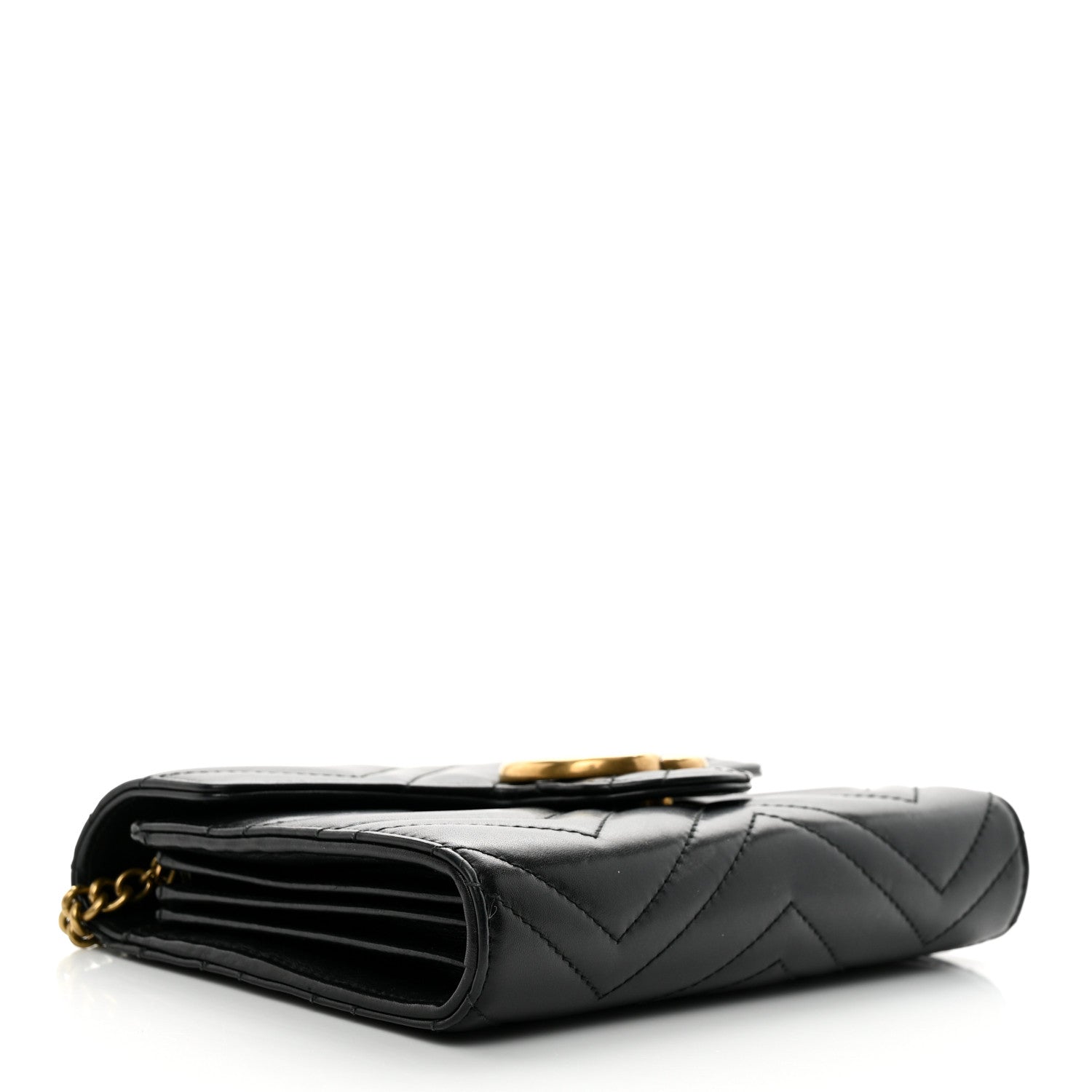Gucci Calfskin Matelasse GG Marmont Chain Wallet Black 4 of 10