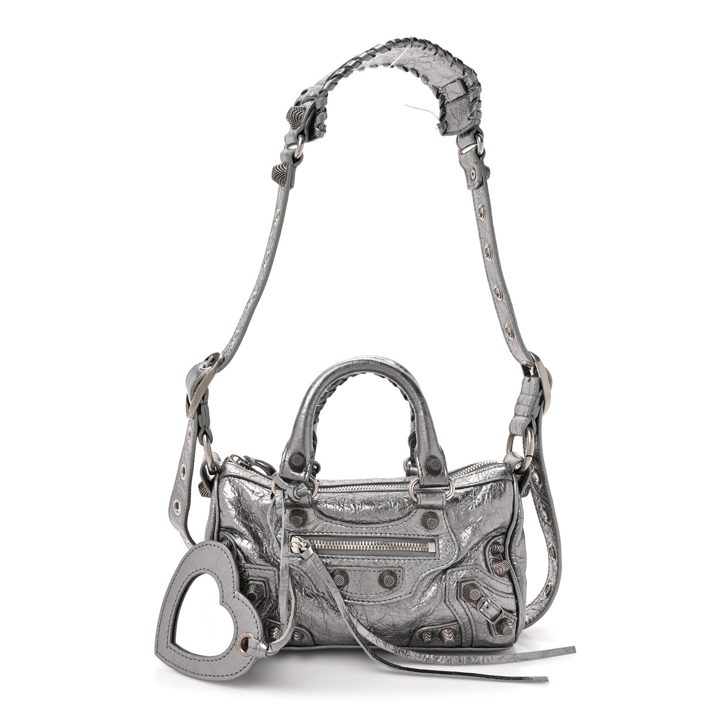 Metallic Agneau Arena Mini Le Cagole Duffle Crossbody Bag Silver