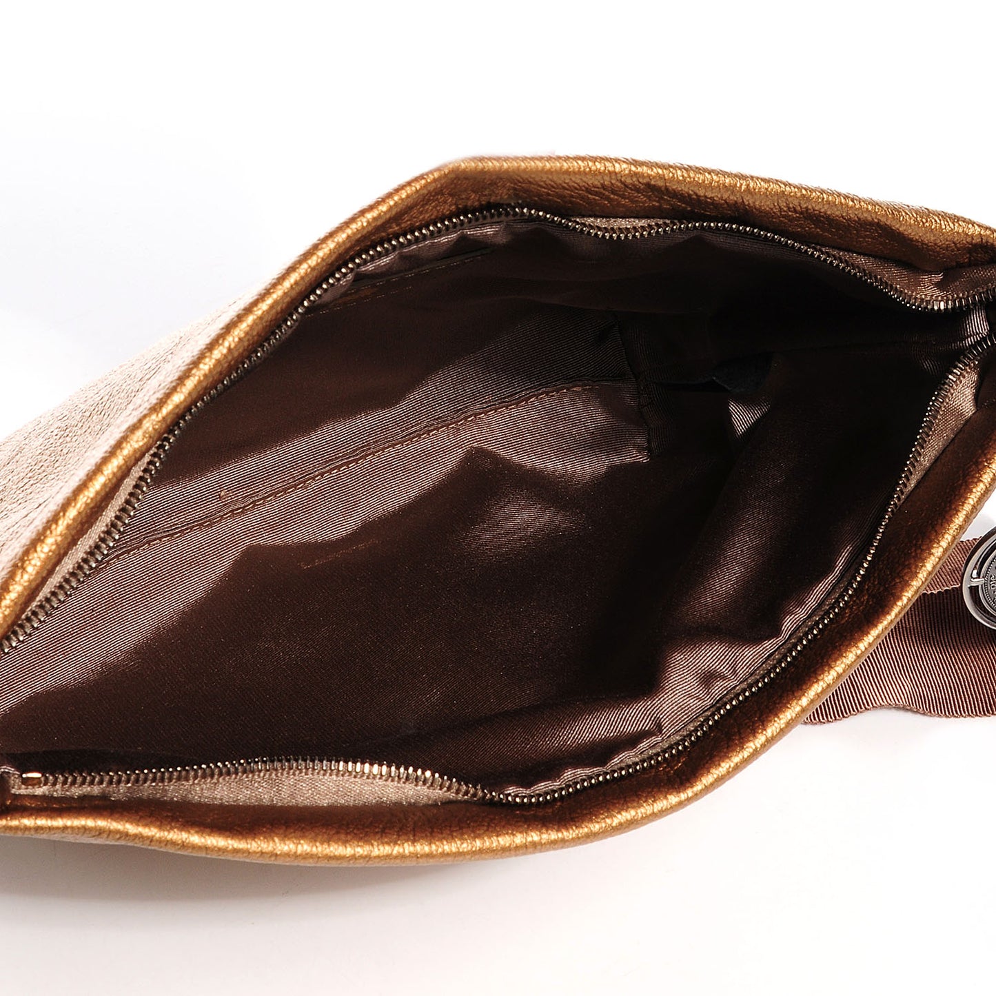 Metallic Sheepskin Quilted Pouch Bronze