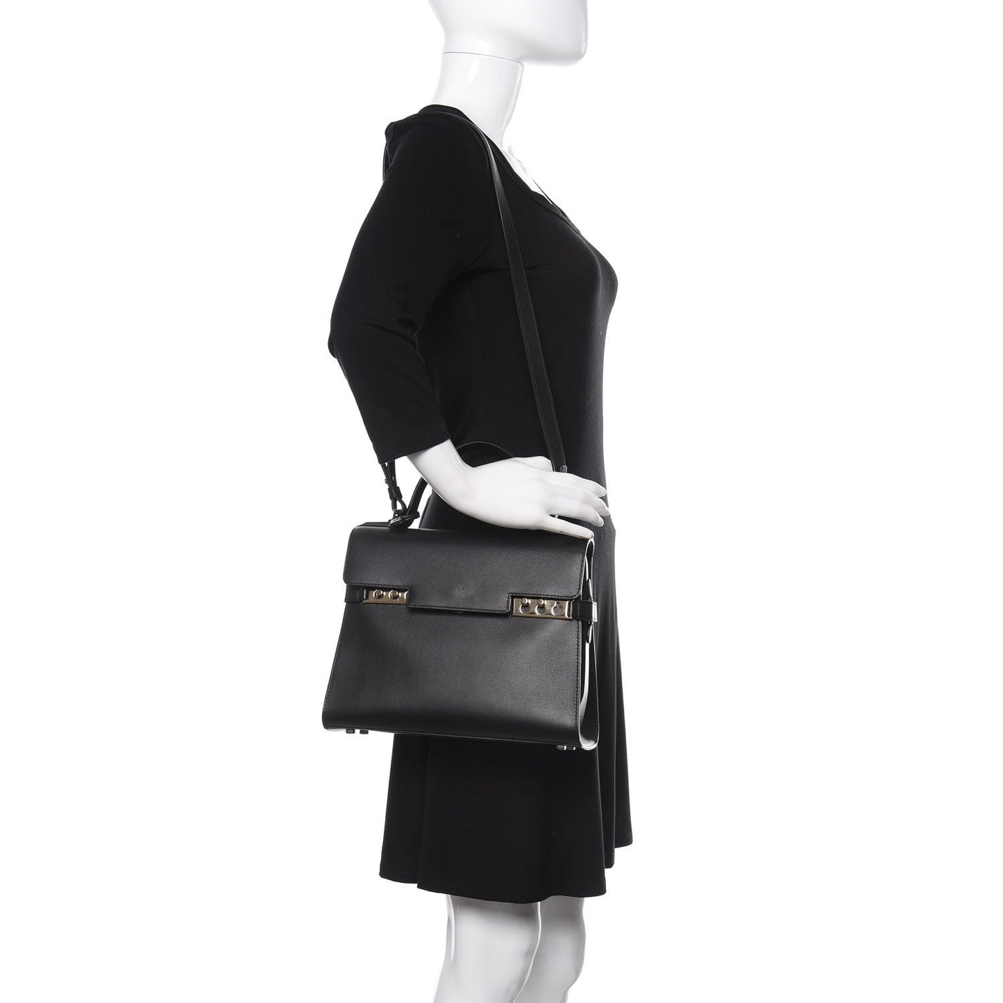 Calfskin MM Tempete Satchel Black