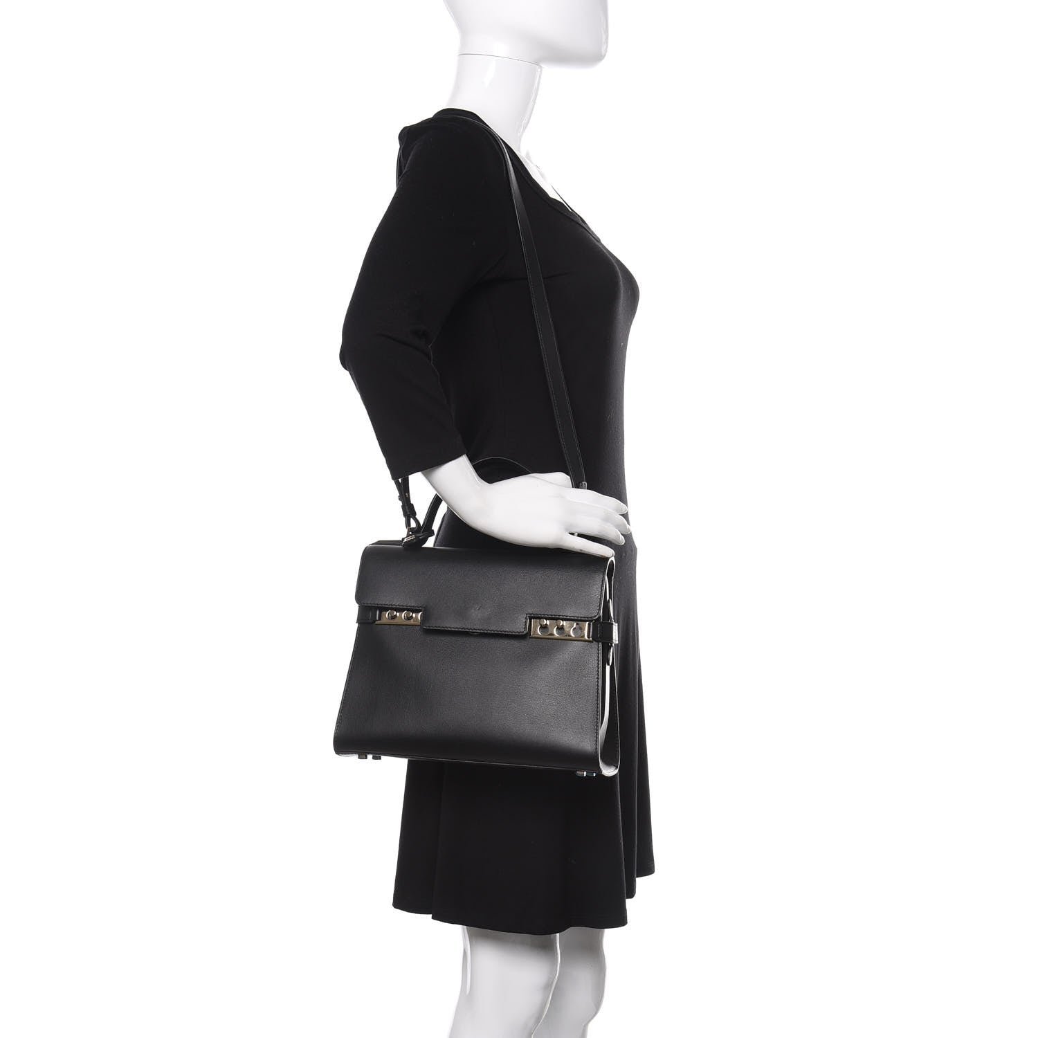 Delvaux Calfskin MM Tempete Satchel Black 2 of 13