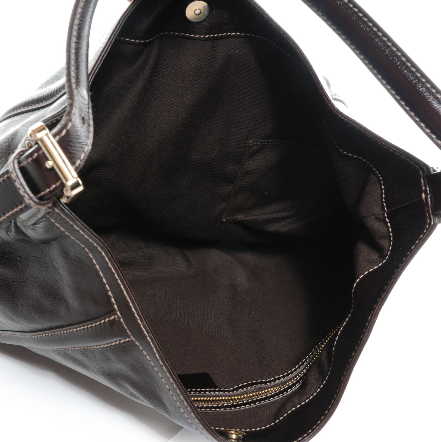 Leather GG Britt Hobo Dark Brown