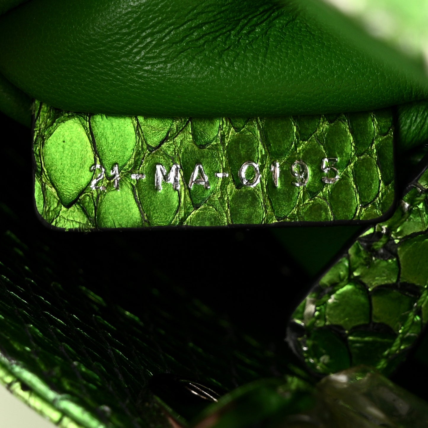 Metallic Snakeskin Mini Lady Dior Green