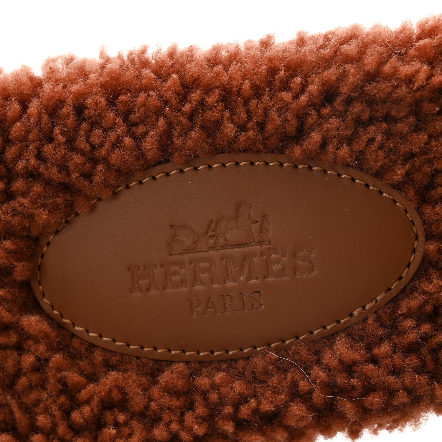 Hermes Woolskin Oran Sandals 37.5 Cognac 6 of 8