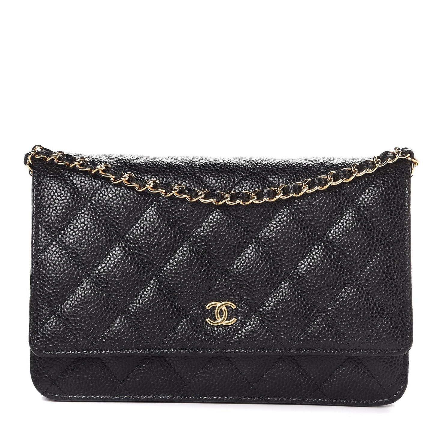 Caviar Quilted Wallet On Chain WOC Black