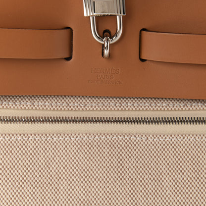 Hermes Vache Hunter Toile Pegase Pop Herbag Zip Retourne 31 PM Capucine Ecru 9 of 11