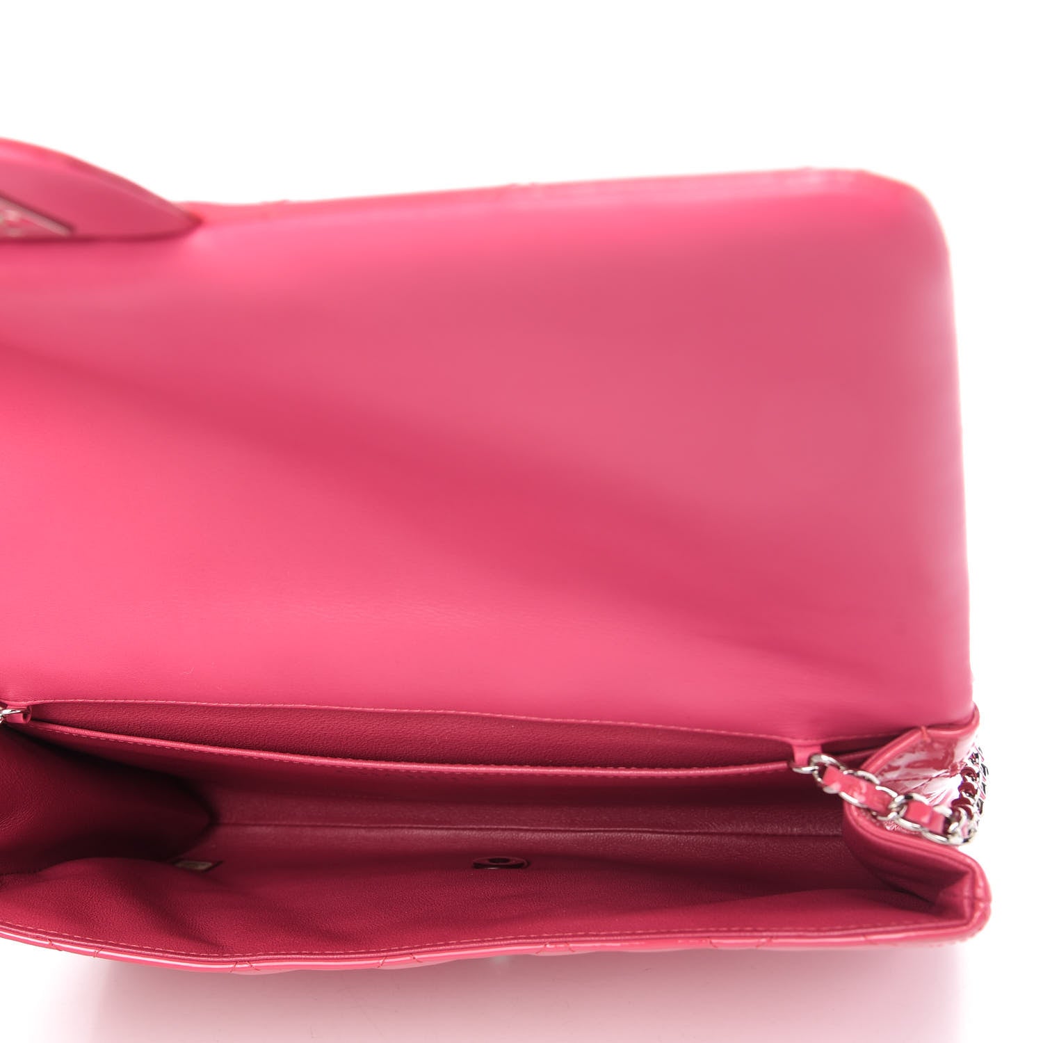 Chanel Patent Quilted Clutch With Chain Flap Fuchsia 5 of 10