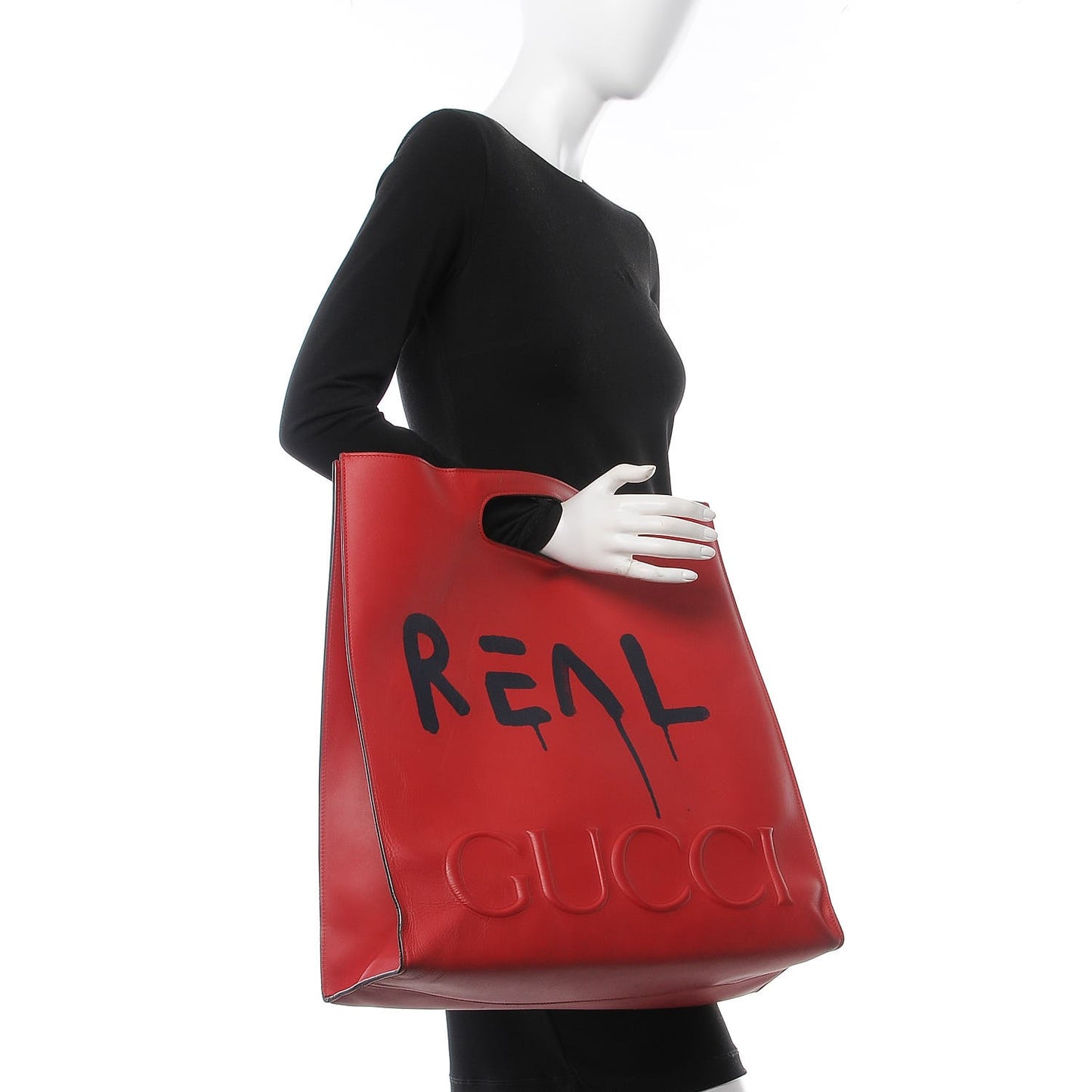 Calfskin GucciGhost Real Large XL Tote Hibiscus Red