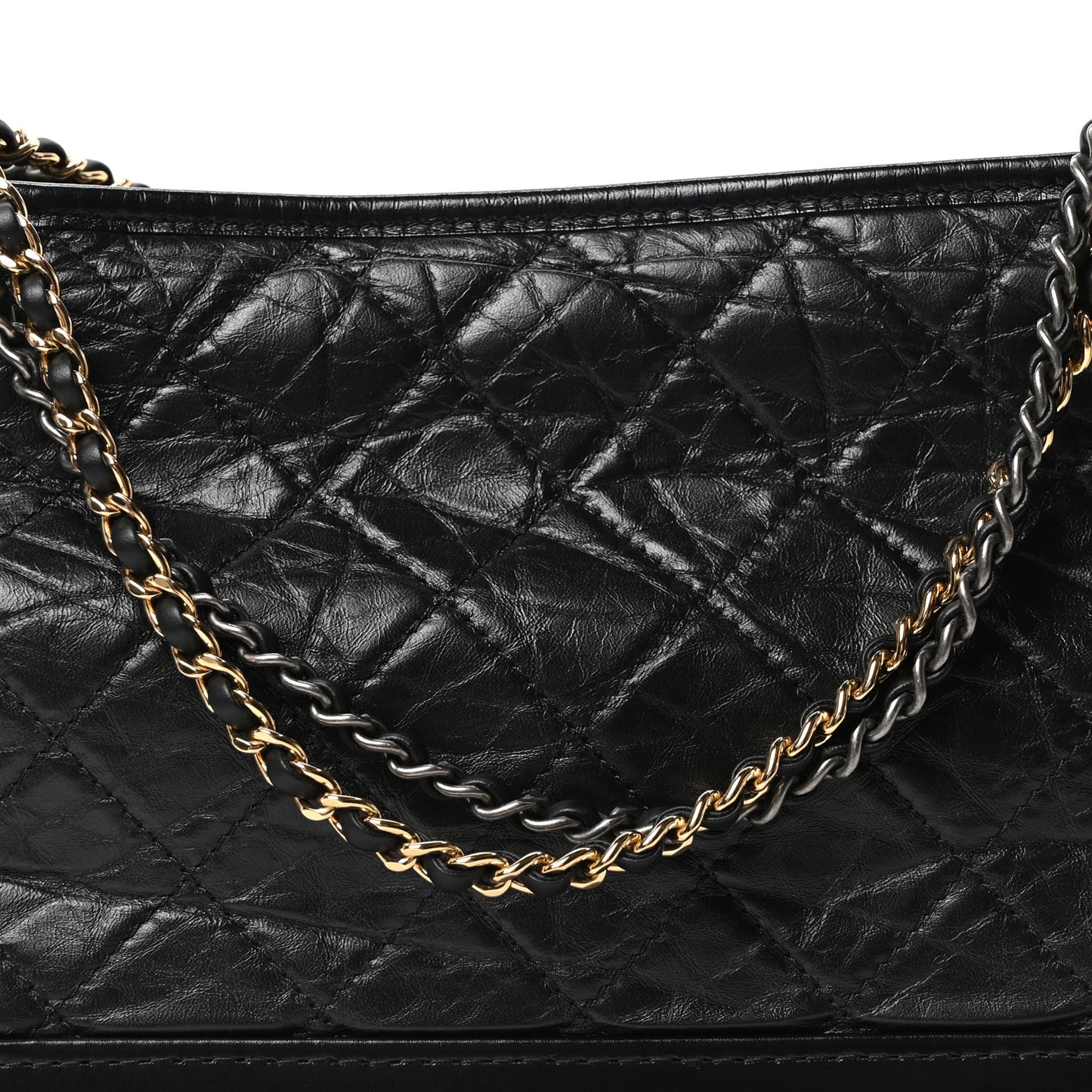 Aged Calfskin Quilted Medium Gabrielle Hobo Black