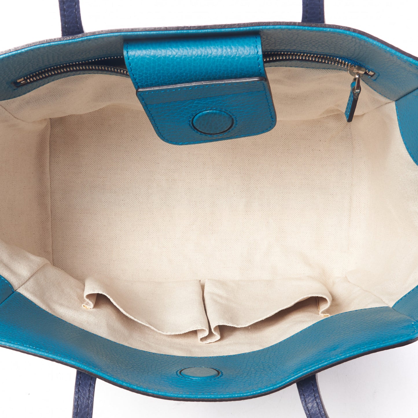 Dollar Calfskin Small Swing Tote Classic Marine Deep Cobalt