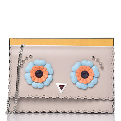 Fendi Vitello Century Lucido Nappa Hypnoteyes Scalloped Studded Tube Wallet on Chain Grigio Polvere Turchese Pallido Multicolor 11 of 11