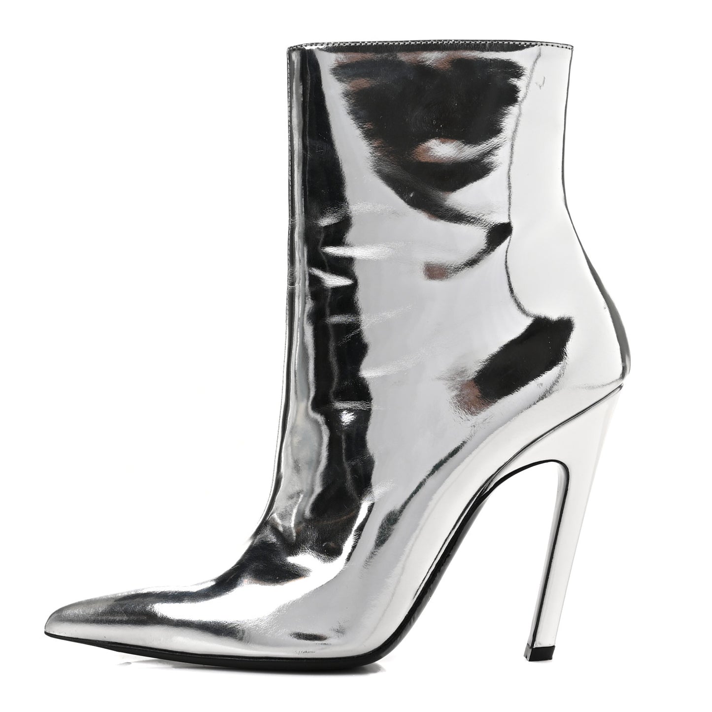 Patent Slash Ankle Boots 38 Silver