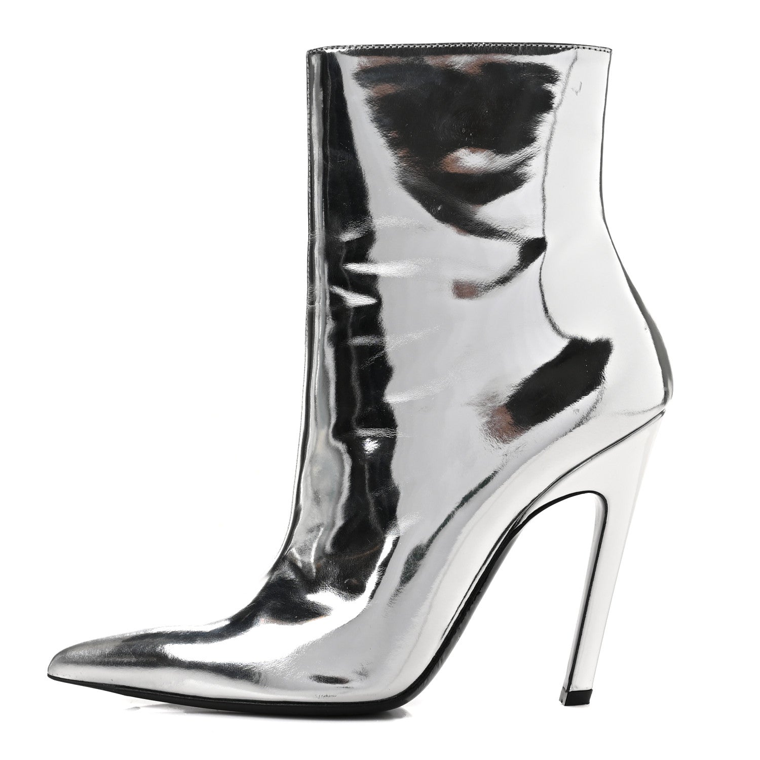 Balenciaga Patent Slash Ankle Boots 38 Silver 1 of 9