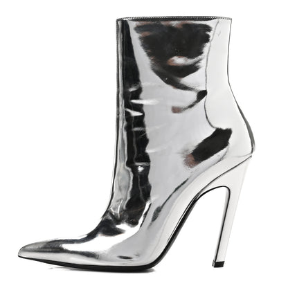 Balenciaga Patent Slash Ankle Boots 38 Silver 1 of 9