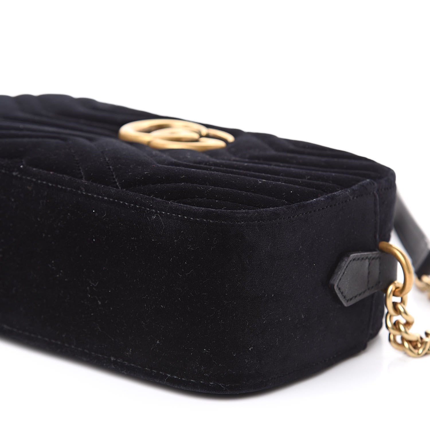 Gucci Velvet Matelasse Small GG Marmont Chain Shoulder Bag Black 10 of 10
