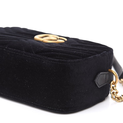 Gucci Velvet Matelasse Small GG Marmont Chain Shoulder Bag Black 10 of 10