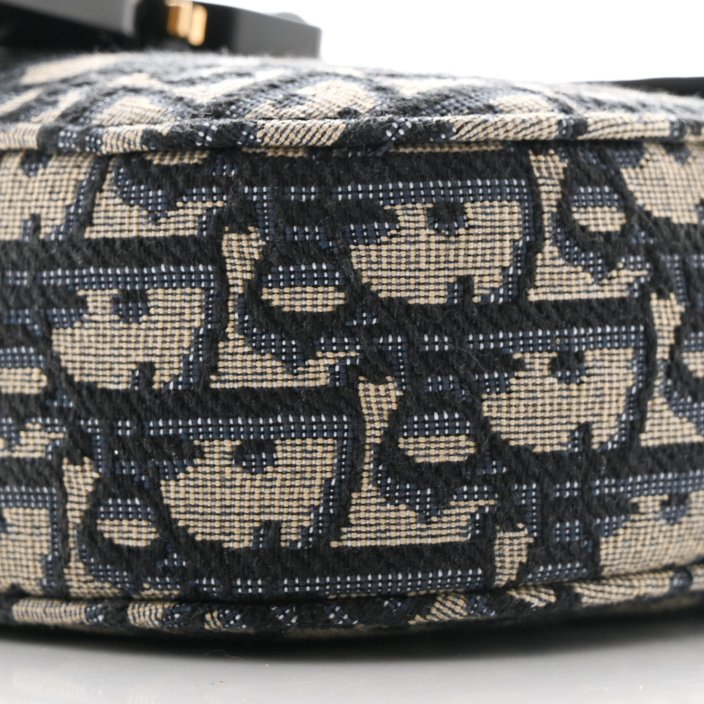 Grained Calfskin Oblique Mini Saddle Messenger Bag With Flap Beige Black