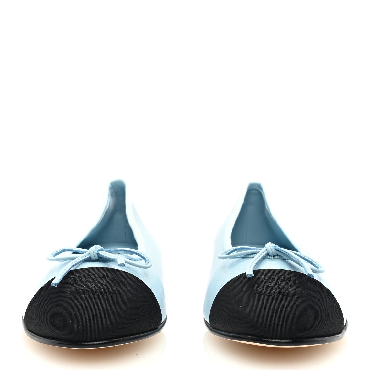 Lambskin Cap Toe CC Ballerina Flats 39 Light Blue Black