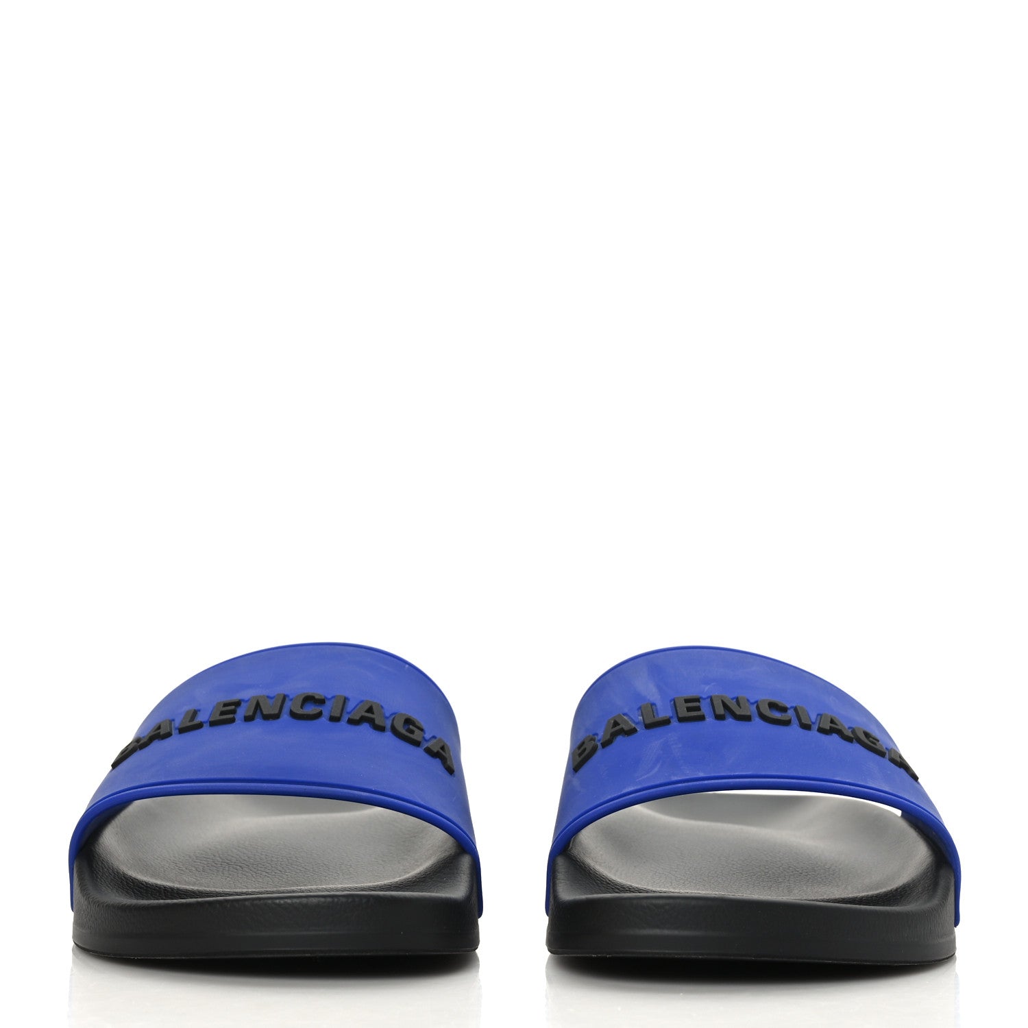 Balenciaga PVC Logo Mens Pool Slide Sandals 39 Blue Black 2 of 6