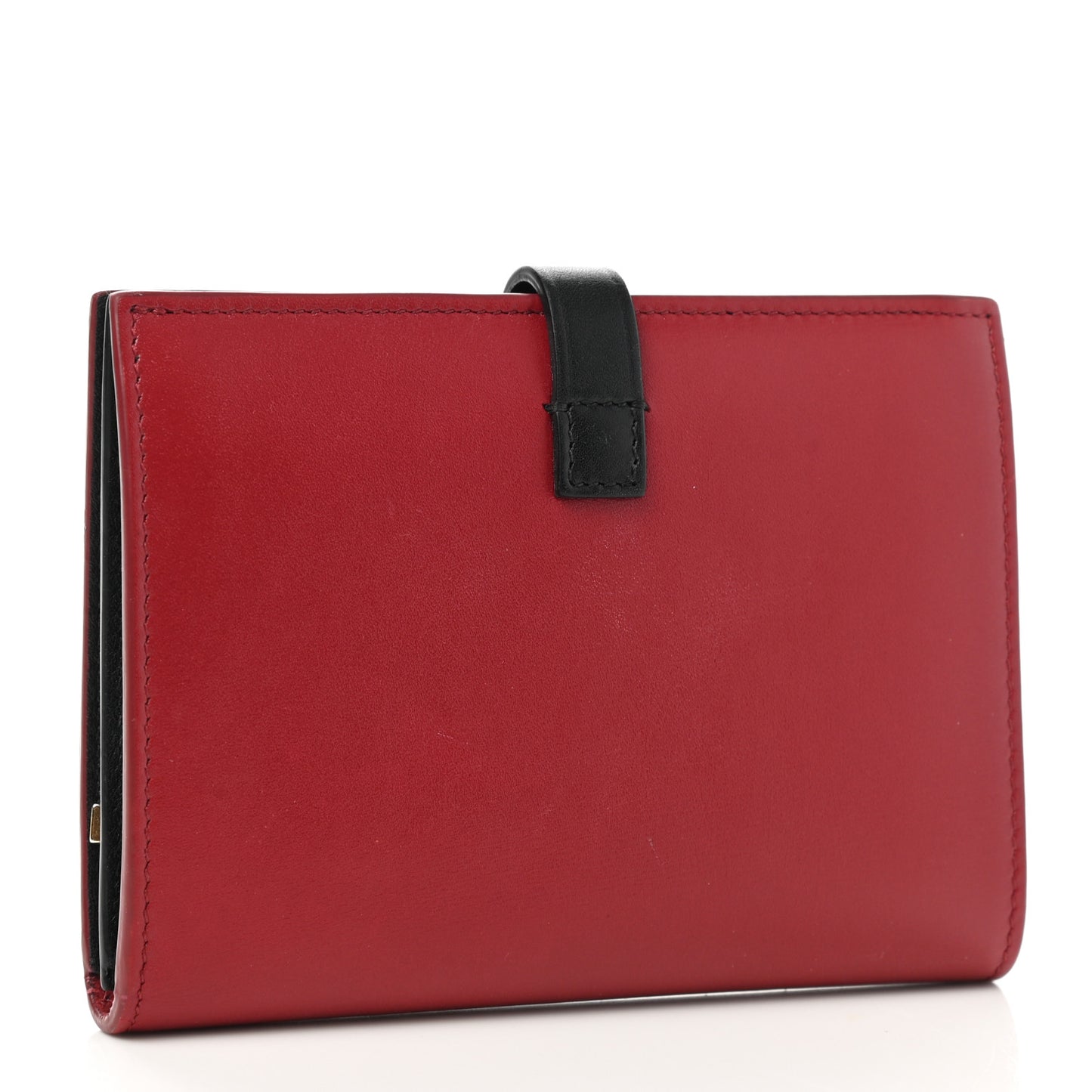 Smooth Calfskin Medium Multifunction Strap Wallet Coquelicot