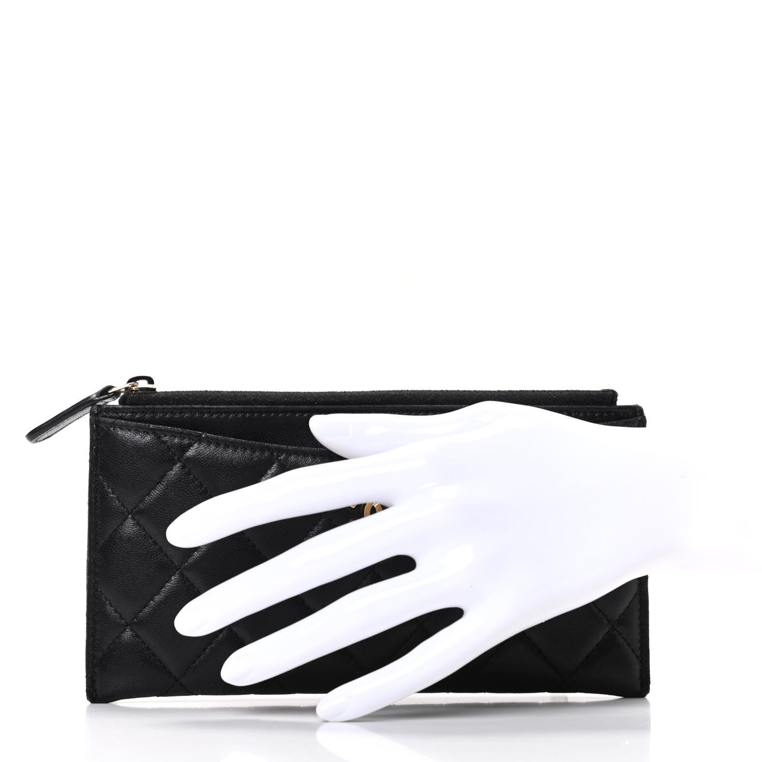 Chanel Lambskin Quilted Classic Zip Pouch Black 2 of 9