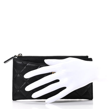 Chanel Lambskin Quilted Classic Zip Pouch Black 2 of 9