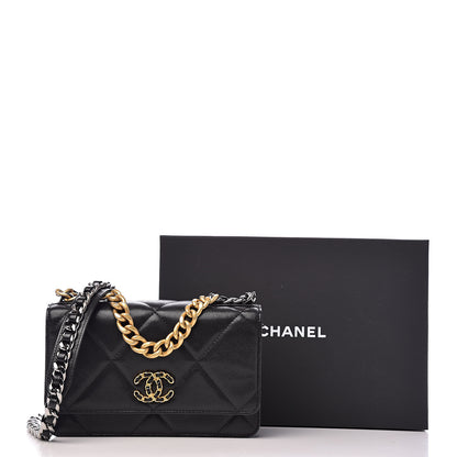 Chanel Goatskin Quilted 19 Wallet On Chain WOC Black 15 of 15