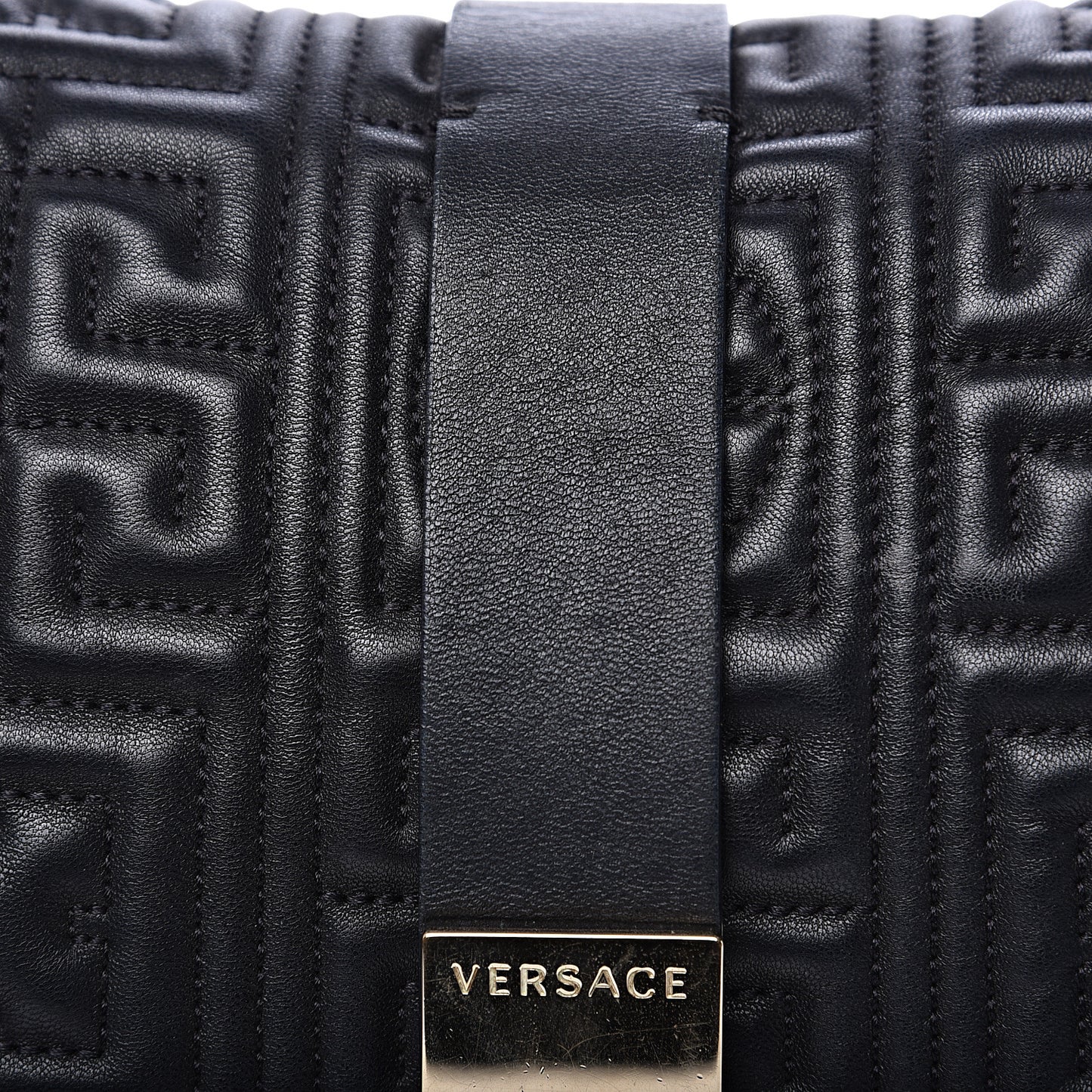 Nappa Ricamo Quilted The Greek Shoulder Bag Black
