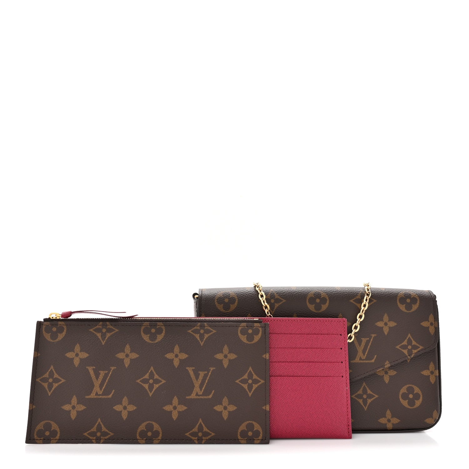 Louis Vuitton Monogram Pochette Felicie Chain Wallet Fuchsia 3 of 15