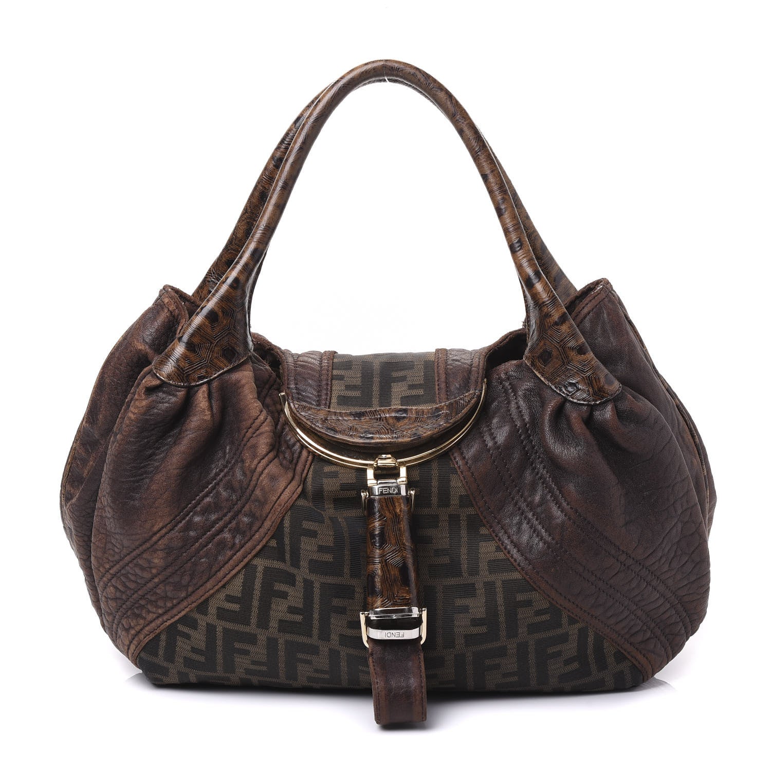 Fendi Zucca Nappa Nuvolata Vitello Tortuga Spy Tobacco Moro 1 of 11