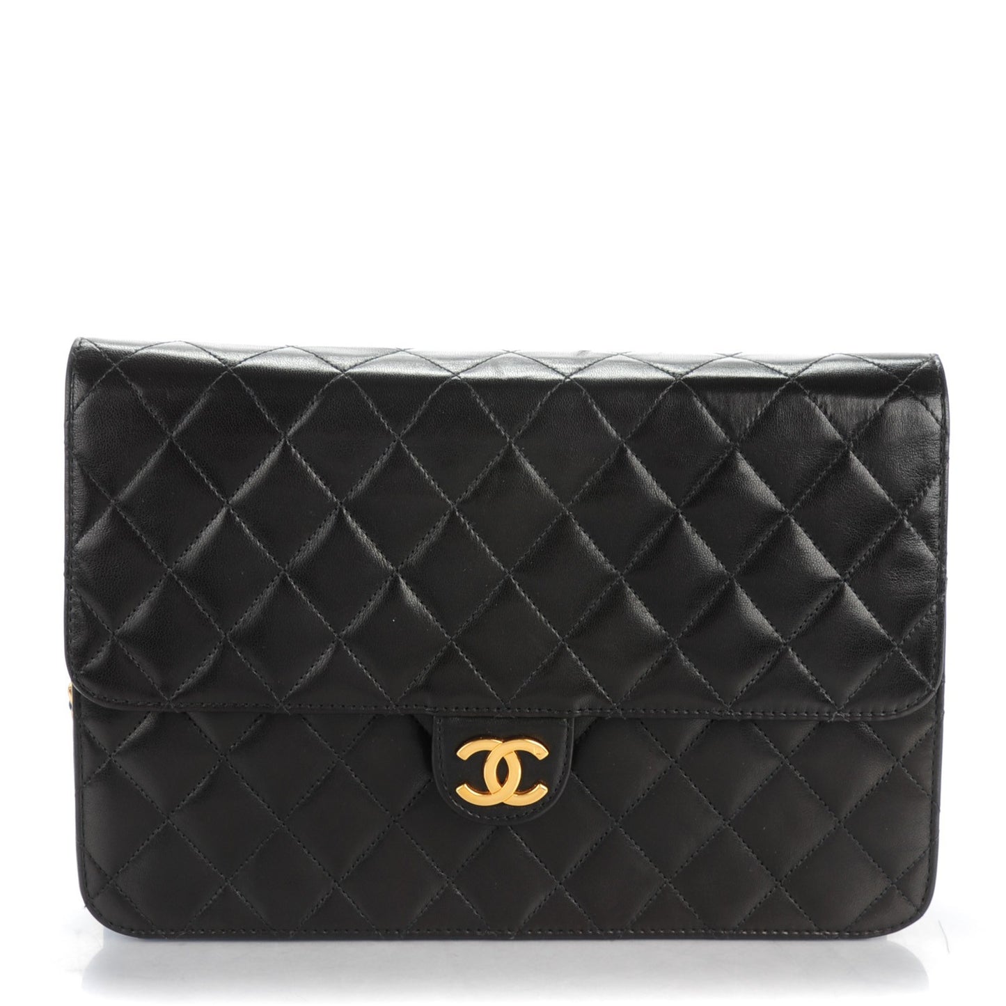 Lambskin Quilted Medium Single Flap Black