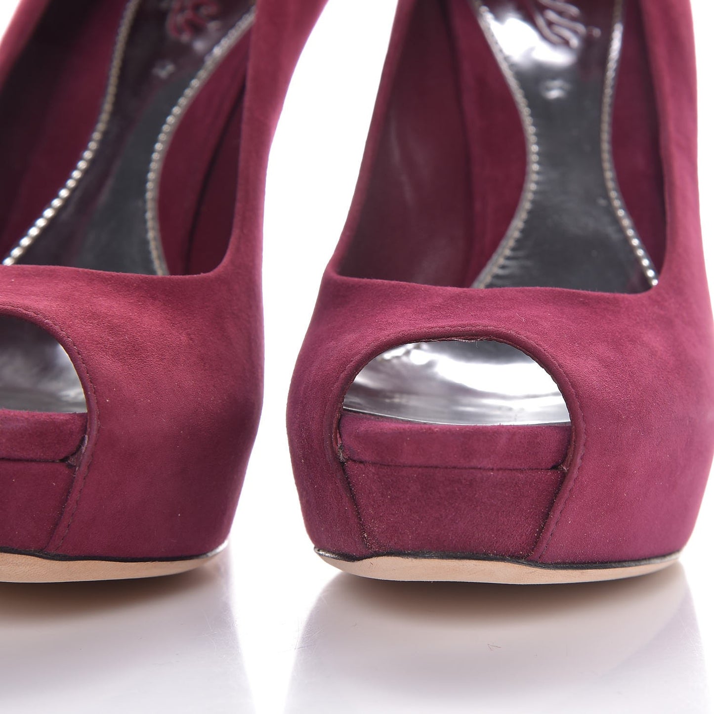 Suede Sofia Peep Toe Pumps 38.5 Fuchsia