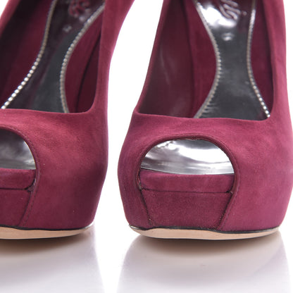 Gucci Suede Sofia Peep Toe Pumps 38.5 Fuchsia 10 of 11