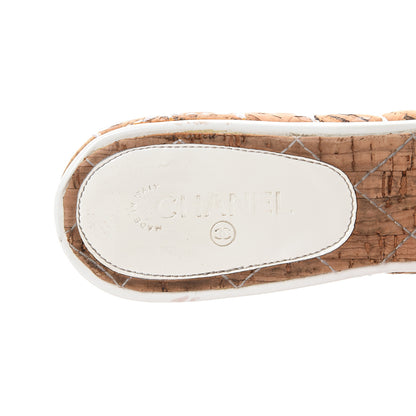 Chanel Patent Cork Quilted CC Wedge Sandals 37 White 7 of 14