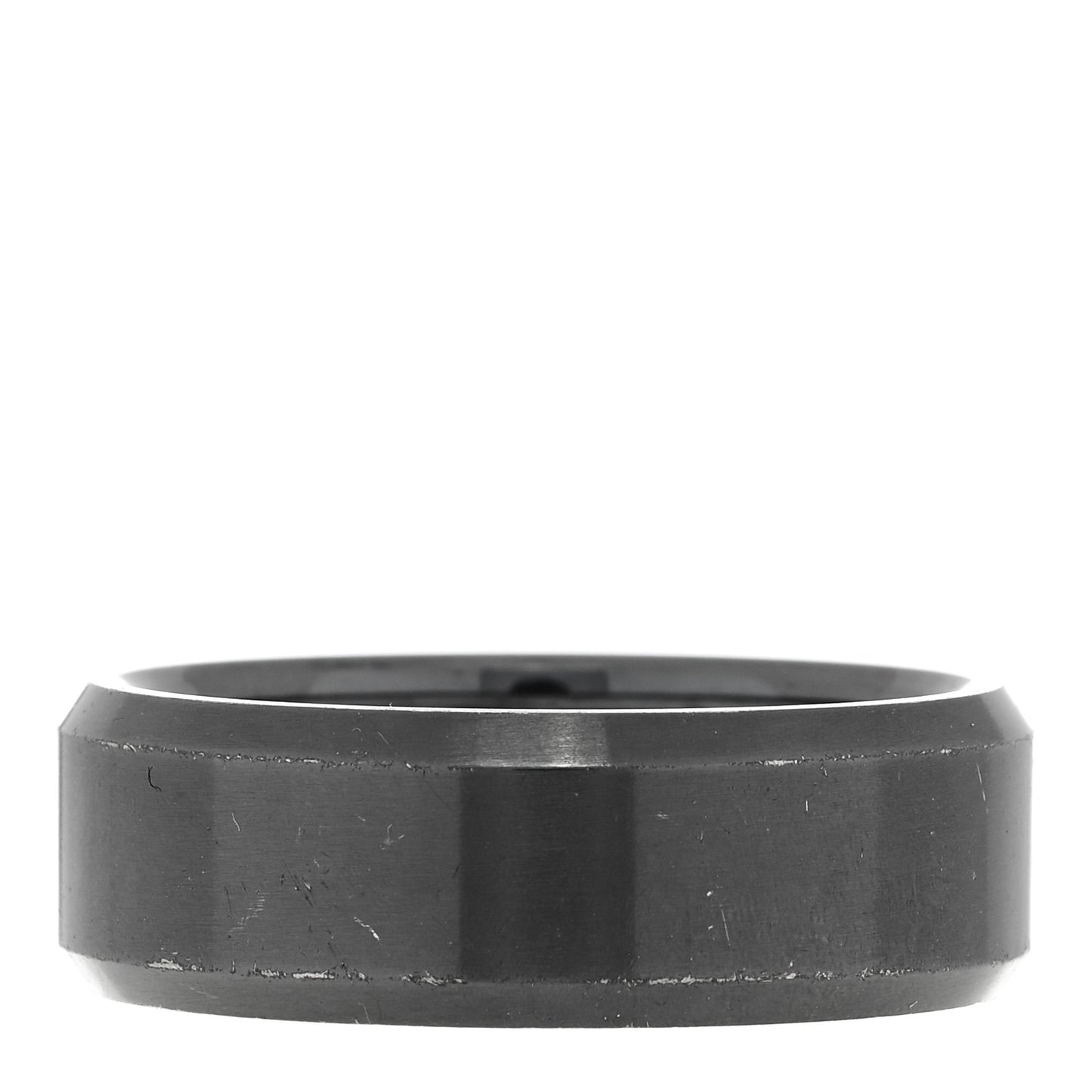 Black Titanium 8.5mm Beveled Band Ring 69 12.5