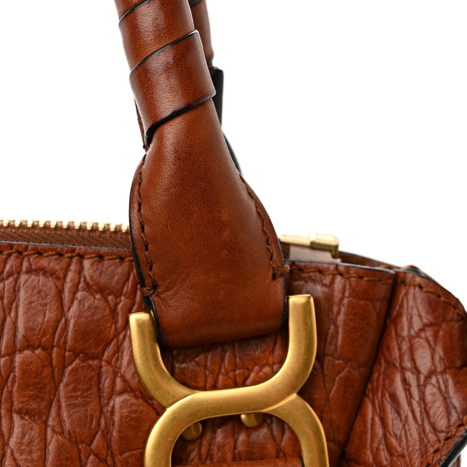 Chloe Calfskin Crocodile Embossed Medium Marcie Satchel Mahogany 14 of 15