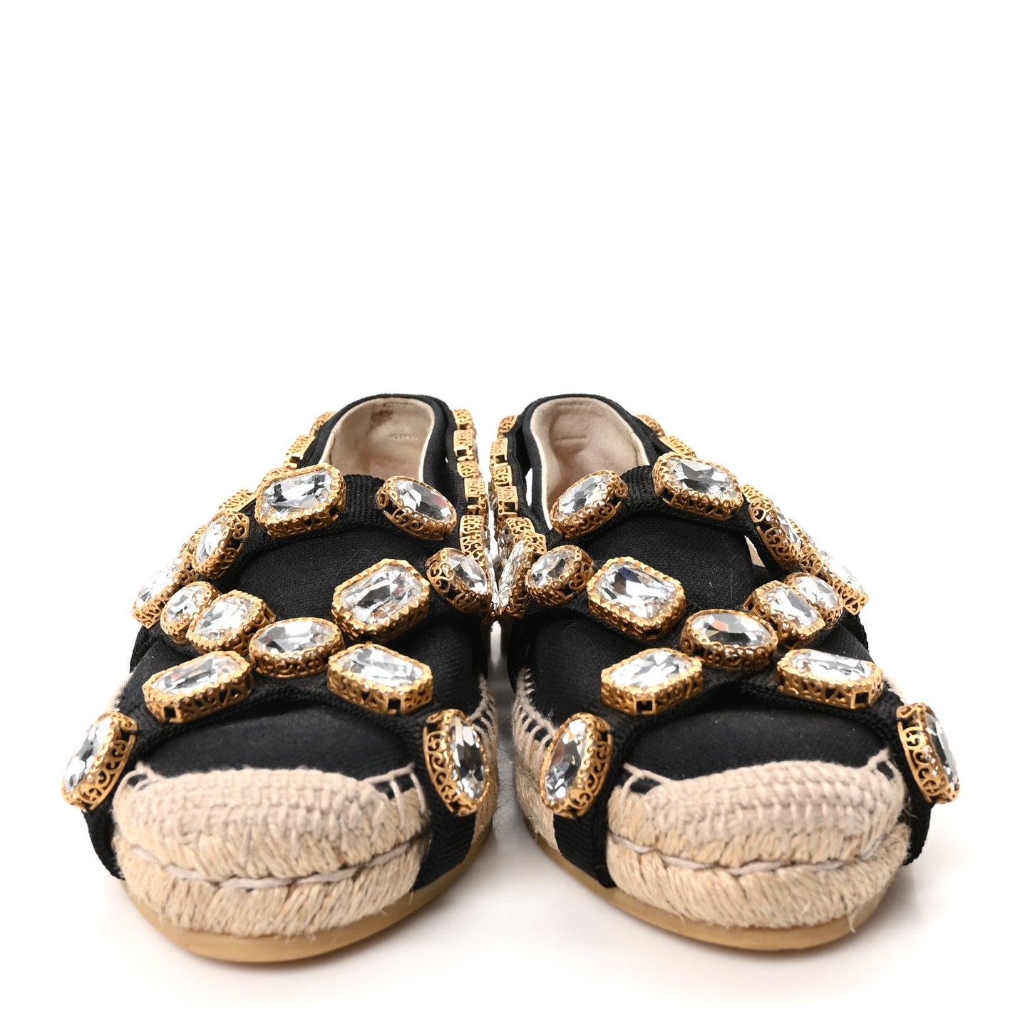 Canvas Crystal Embellished Espadrilles 36 Black