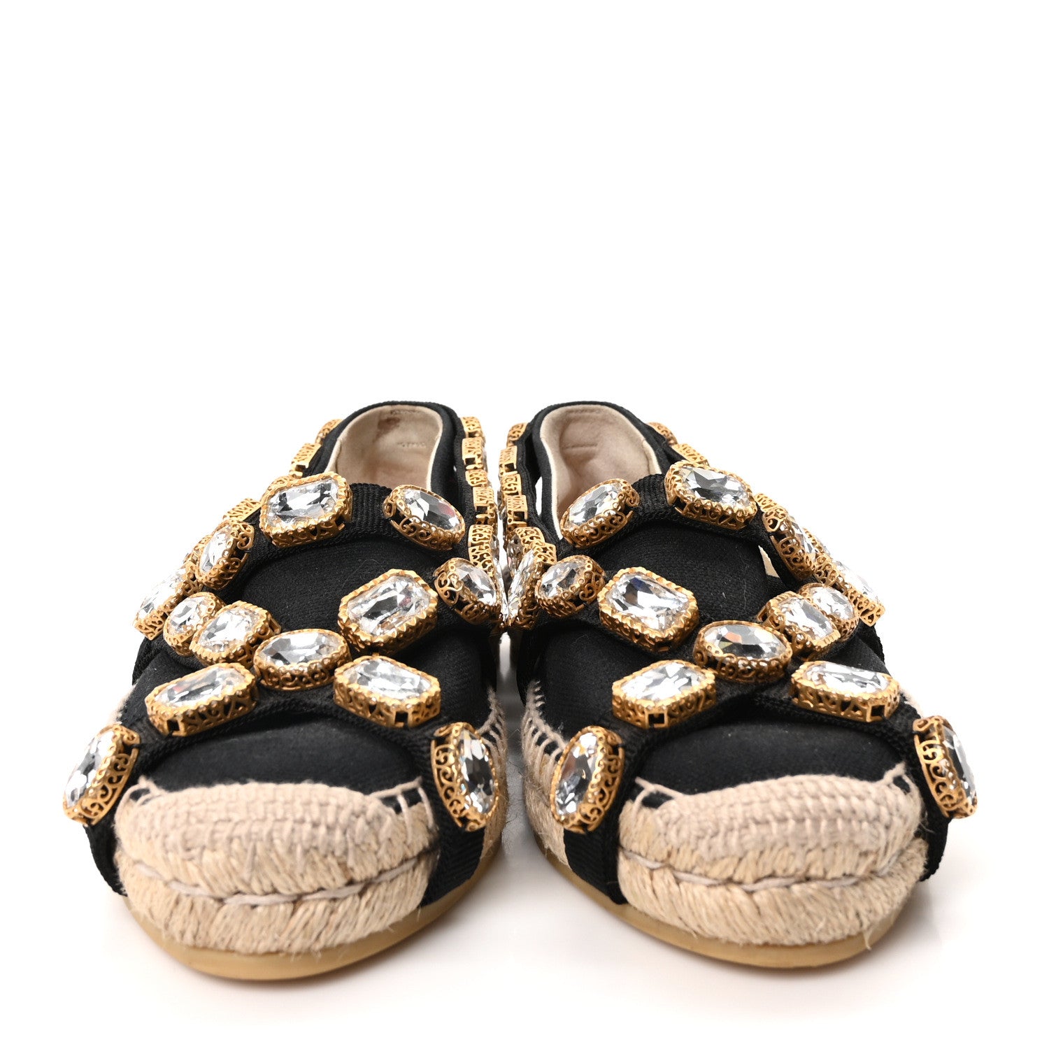 Gucci Canvas Crystal Embellished Espadrilles 36 Black 3 of 10
