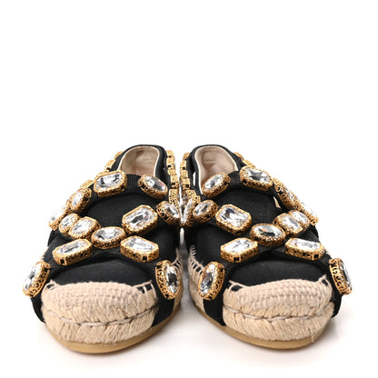 Gucci Canvas Crystal Embellished Espadrilles 36 Black 3 of 10
