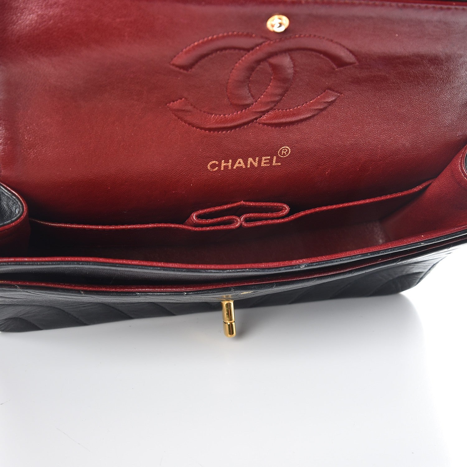Chanel Lambskin Chevron Quilted Medium Double Flap Black 6 of 18