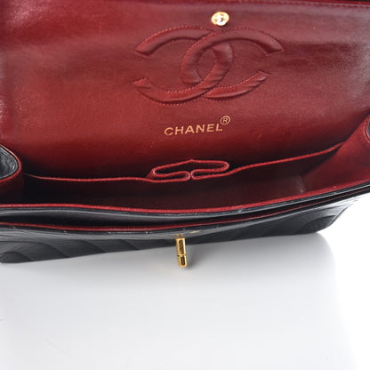 Chanel Lambskin Chevron Quilted Medium Double Flap Black 6 of 18