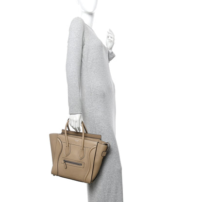 Celine Drummed Calfskin Micro Luggage Dune 2 of 11