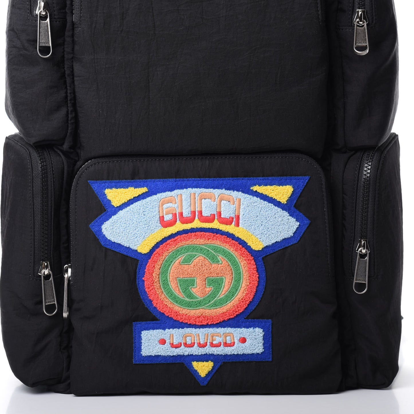 Nylon Twill 80s Logo Patch Backpack Black
