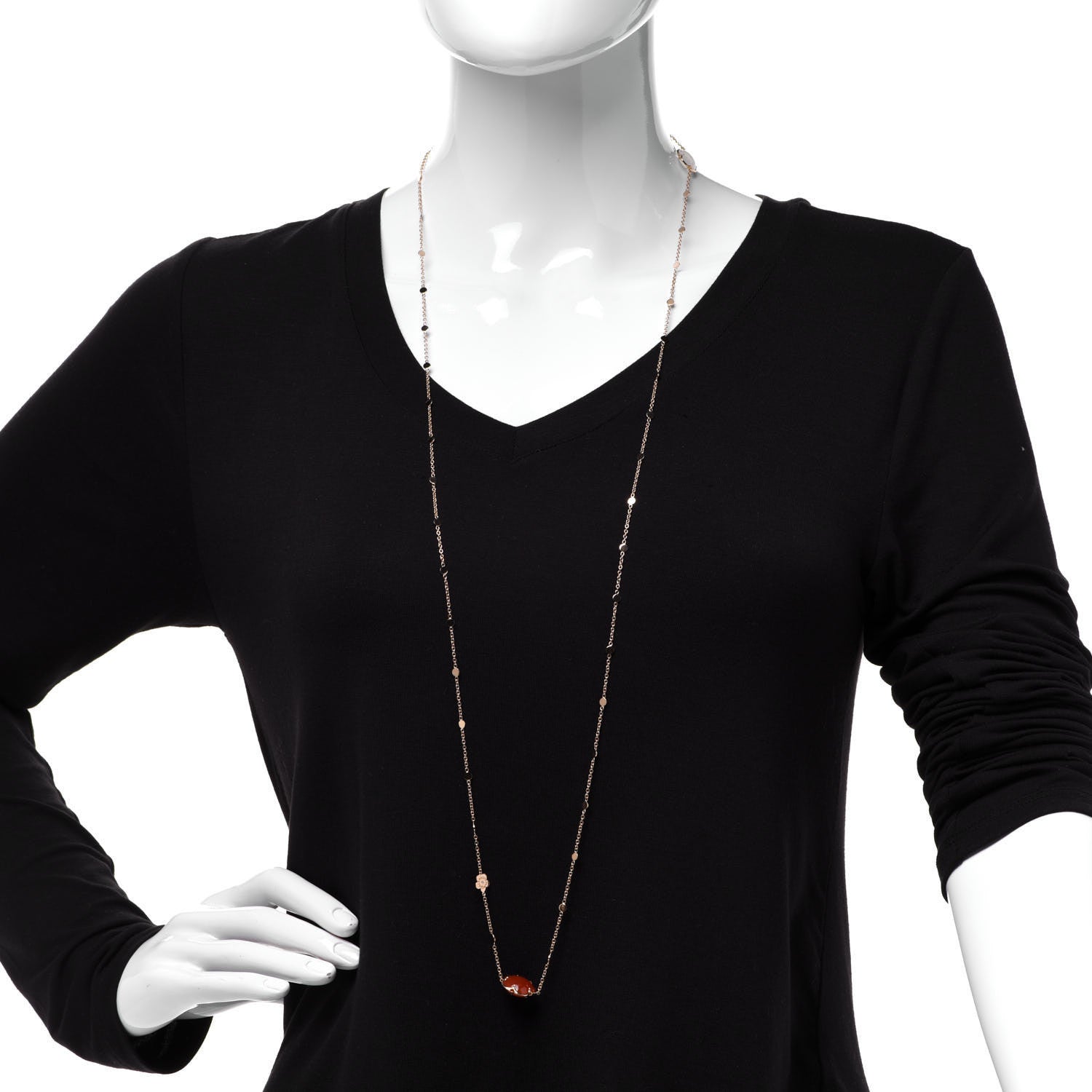 Pasquale Bruni 18K Rose Gold Milky Quartz Carnelian Diamond Bon Ton Sautoir Necklace 2 of 7