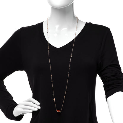 Pasquale Bruni 18K Rose Gold Milky Quartz Carnelian Diamond Bon Ton Sautoir Necklace 2 of 7