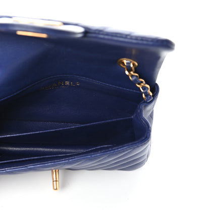 Chanel Lambskin Chevron Quilted Mini Rectangular Flap Blue 5 of 9